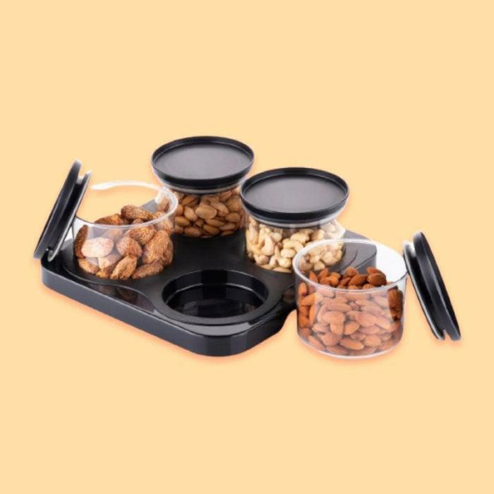 Containers & Jars |  Circling Airtight Container (500 Ml Each)- Set Of 4 Containers & Jars Black