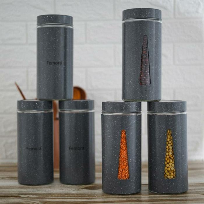 Containers & Jars |  Foodie Stack Storage Jar (1300 Ml) – Set Of Six Containers & Jars Black