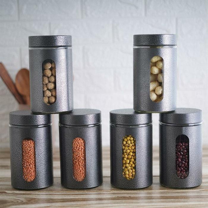 Containers & Jars |  Gradient Storage Jar (1000 Ml) – Set Of Six Containers & Jars Black