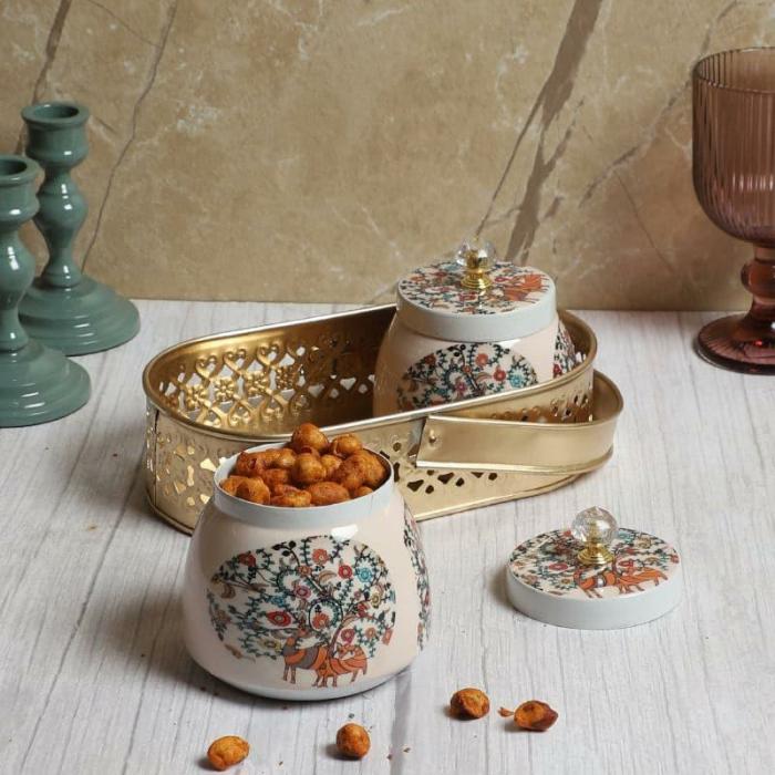 Containers & Jars |  Iknia Ethnic Basket With Jar – Set Of Three Containers & Jars Containers & Jars