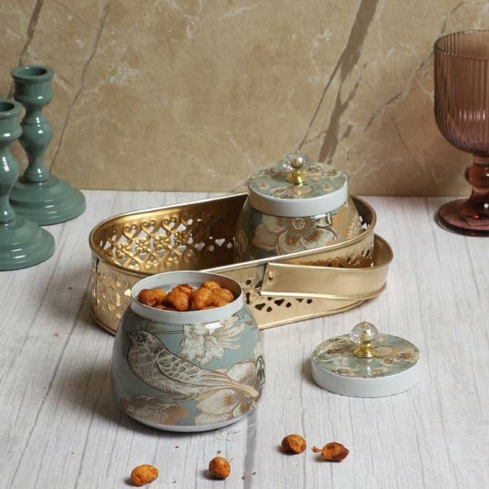 Containers & Jars |  Reva Ethnic Basket With Jar – Set Of Three Containers & Jars Containers & Jars