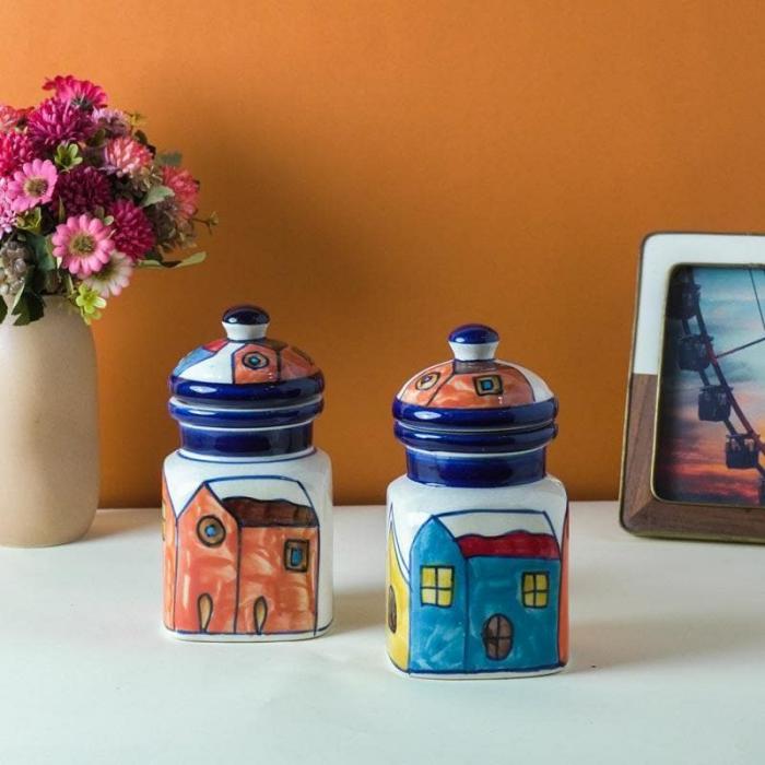 Containers & Jars |  Snow City Jar (400 Ml) – Set Of Two Containers & Jars Blue