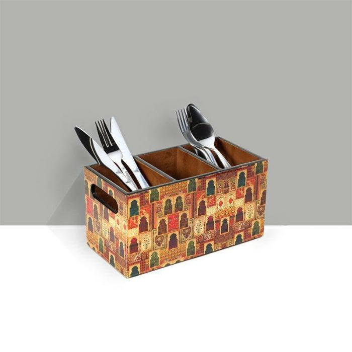 Cutlery Stand & Tissue Holder |  Marjorie Cutlery Holder Cutlery Stand & Tissue Holder Brown