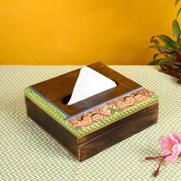 Cutlery Stand & Tissue Holder |  Senova Tribal Tissue Box Cutlery Stand & Tissue Holder Brown