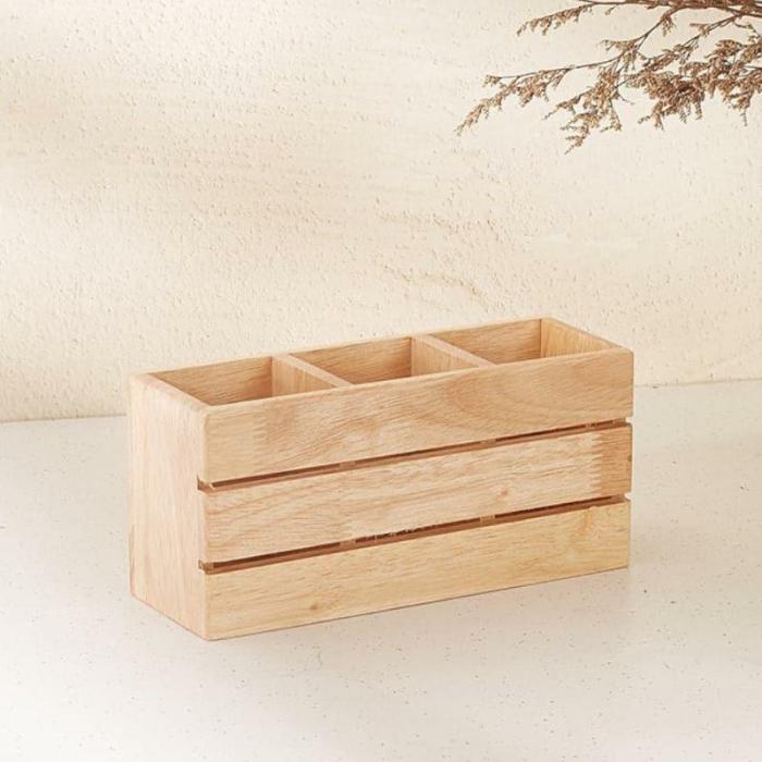 Cutlery Stand & Tissue Holder |  Thiro Wooden Cutlery Holder Cutlery Stand & Tissue Holder Beige