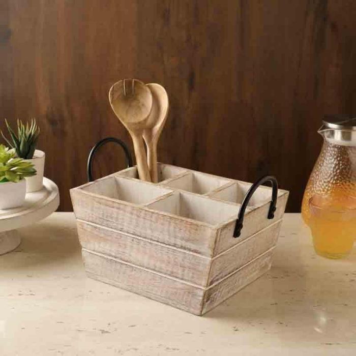 Cutlery Stand & Tissue Holder |  Willow Cutlery Caddy Cutlery Stand & Tissue Holder Beige