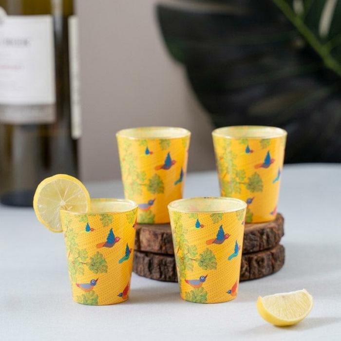 Glasses |  Chidiya Shot Glass (30 Ml) – Set Of Four Glasses Glasses