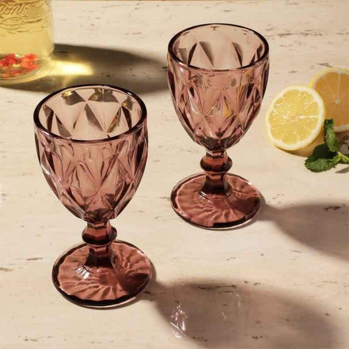 Glasses |  Plum Crystal Tinted Goblet (244 Ml ) – Set Of Two Glasses Glasses