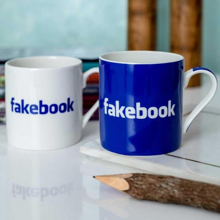 Mugs, Cups & Kulhads |  Fakebook Mug – Set Of Two Mugs, Cups & Drinkware Blue, White