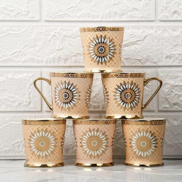 Mugs, Cups & Kulhads |  Surya Ethnic Mug (150 Ml) – Set Of Six Mugs, Cups & Drinkware Gold