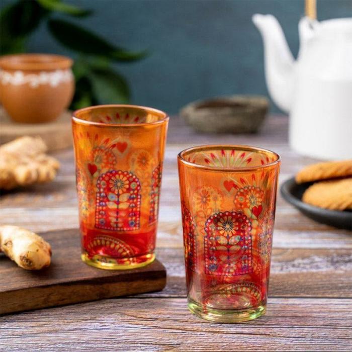 Mugs, Cups & Kulhads |  Vibrant Jharokha Chai Glass – Set Of Two Mugs, Cups & Drinkware Mugs, Cups & Kulhads