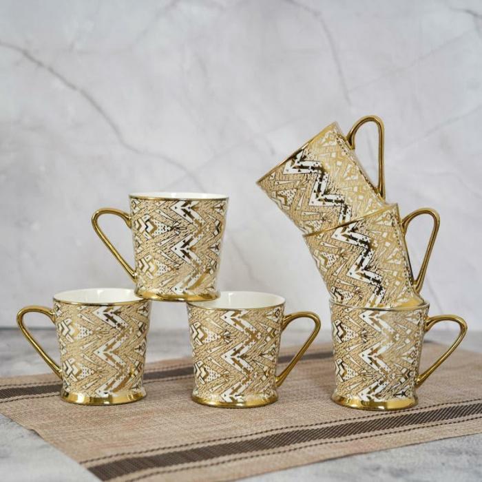 Mugs, Cups & Kulhads |  Yana Ceramic Mug (180 Ml) – Set Of Six Mugs, Cups & Drinkware Gold