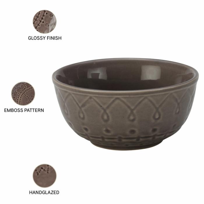 Soup & Snack Bowls |  Ekta Serving Bowl Set Of Four Bowls Grey