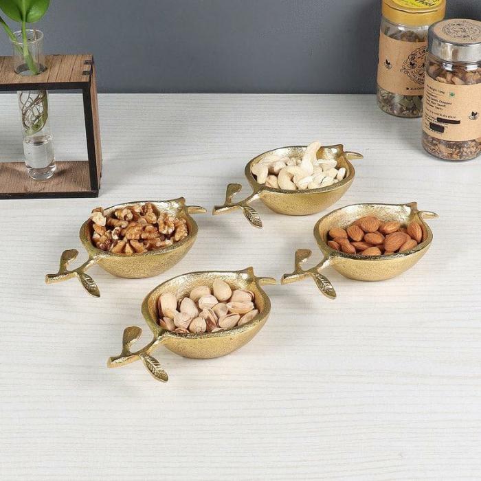 Soup & Snack Bowls |  Pomegranate Play Bowl – Set Of Four Bowls Gold