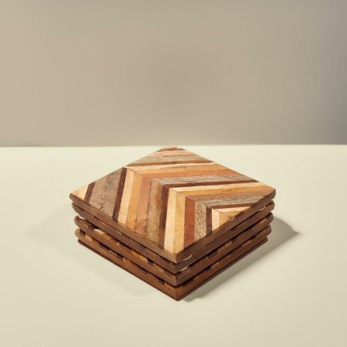 Table Coasters |  Grove Glow Coaster – Set Of Four Kitchen Linens Brown