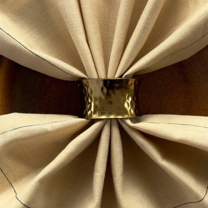 Table-Mats & Napkins |  Cylindrical Napkin Ring – Set Of Four Kitchen Linens Gold