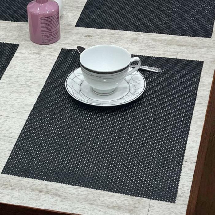 Table-Mats & Napkins |  Fansa Woven Placemat – Set Of Six Kitchen Linens Black