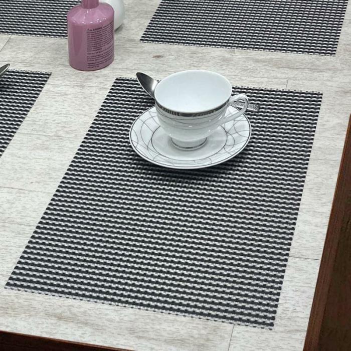 Table-Mats & Napkins |  Fansa Woven Placemat – Set Of Six Kitchen Linens Black