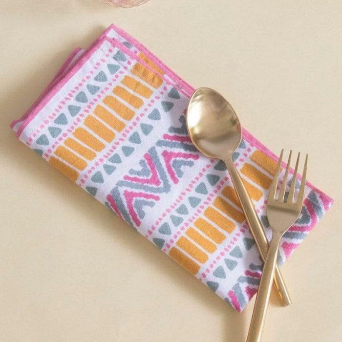 Table-Mats & Napkins |  Forever Bloom Napkin – Set Of Six Kitchen Linens Pink, Yellow