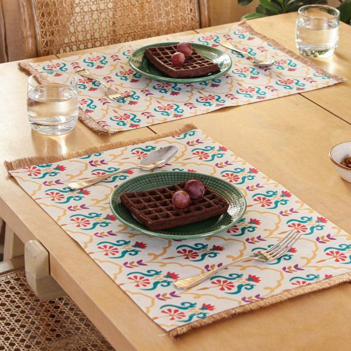 Table-Mats & Napkins |  Kusuma Ethnic Placemat – Set Of Two Kitchen Linens Table-Mats & Napkins