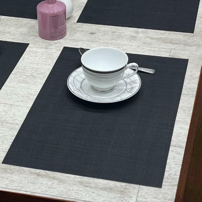 Table-Mats & Napkins |  Lora Woven Placemat – Set Of Six Kitchen Linens Black