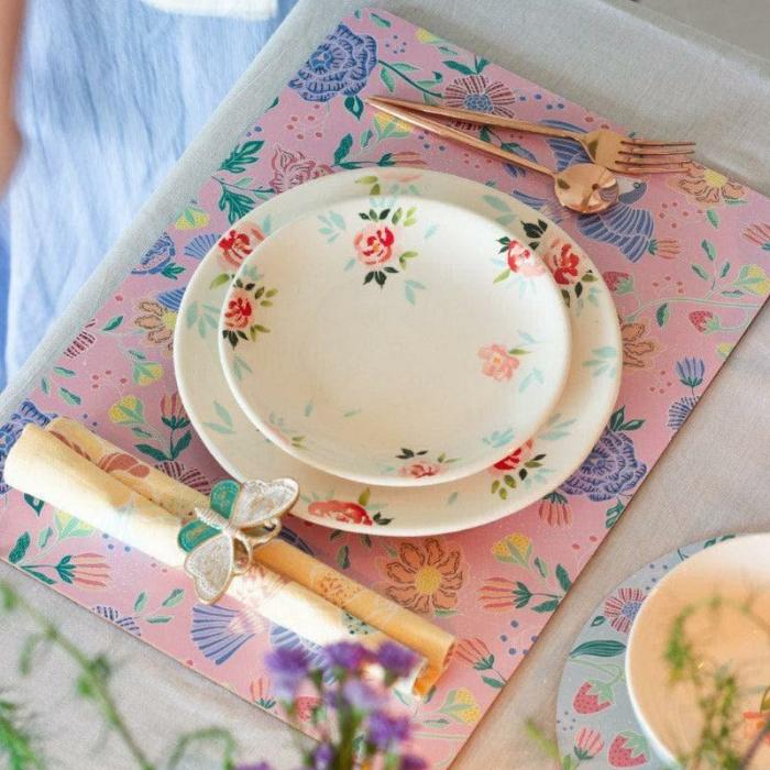 Table-Mats & Napkins |  Midsummer Dream Placemat – Set Of Six Kitchen Linens Pink