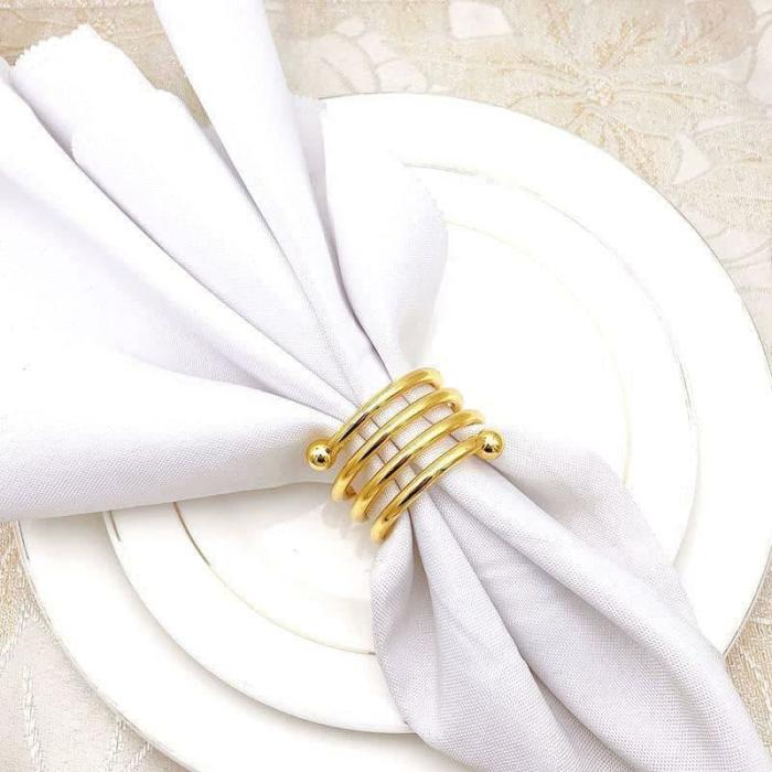 Table-Mats & Napkins |  Spiral Swoop Napkin Ring – Set Of Four Kitchen Linens Gold