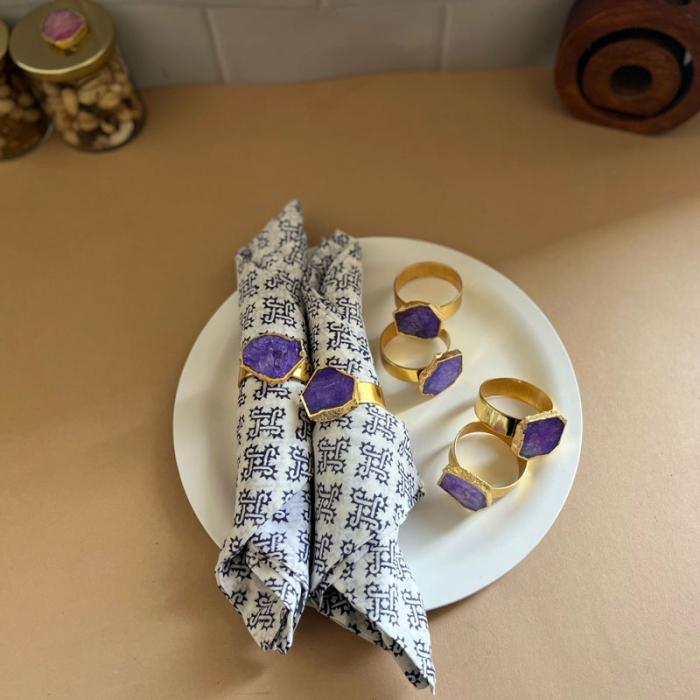 Table-Mats & Napkins |  Suzzaine Handcrafted Agate Napkin Rings – Set Of Six Kitchen Linens Purple