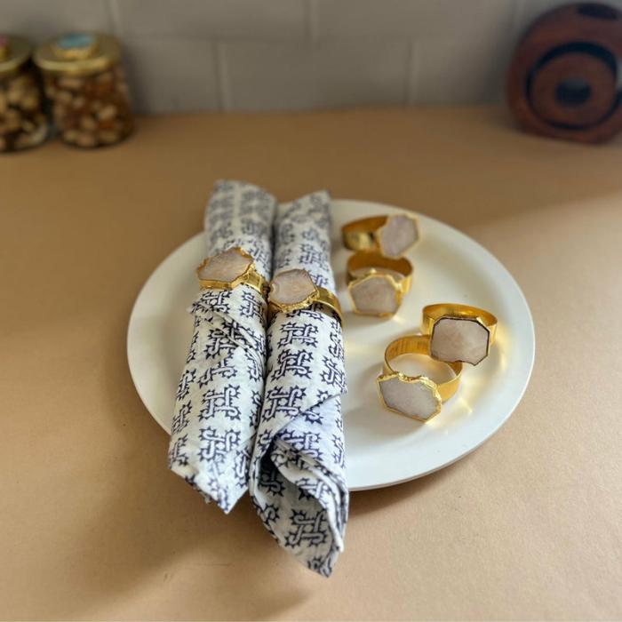 Table-Mats & Napkins |  Suzzaine Handcrafted Agate Napkin Rings – Set Of Six Kitchen Linens Table-Mats & Napkins