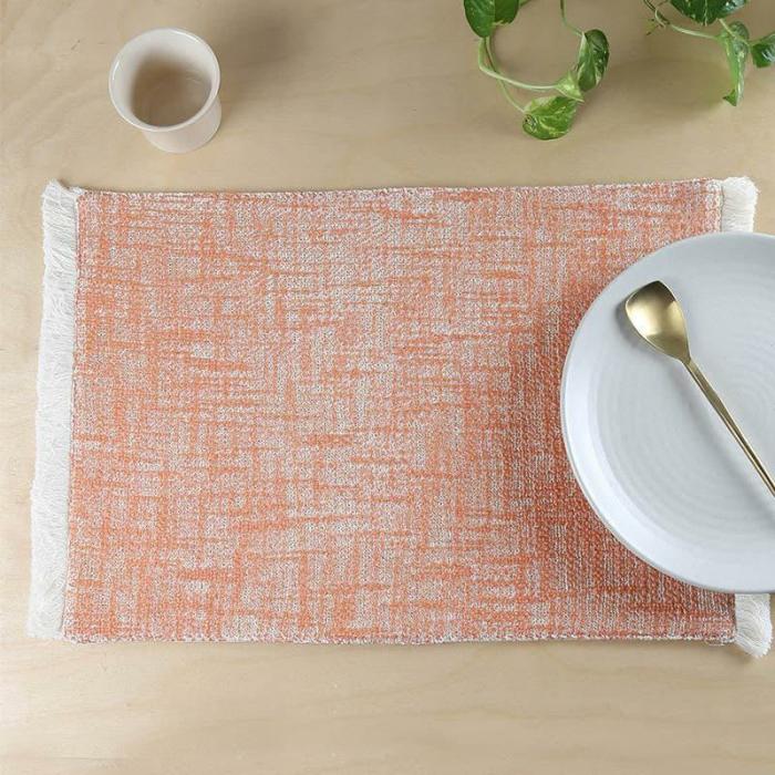 Table-Mats & Napkins |  Zafraan Placemat – Rust Kitchen Linens Rust