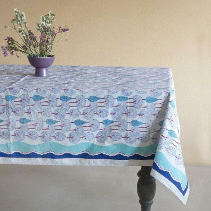 Table Runner & Covers |  Topiary Garden Table Cover – Six Seater Kitchen Linens Blue