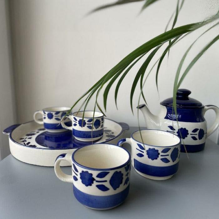 Tea Sets & Tea Pots |  Natna Flora Tea Pot Set Mugs, Cups & Drinkware Blue, White