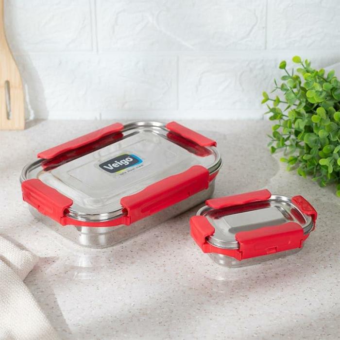 Tiffins & Masala Boxes |  Ligo Lunch Box (950/200 Ml) – Two Piece Set Storage & Containers Red