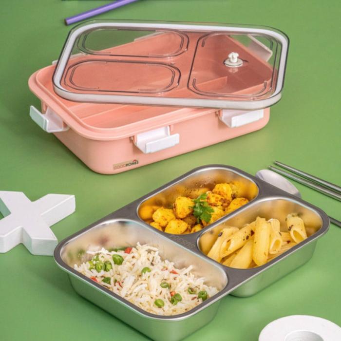 Tiffins & Masala Boxes |  Vivi Lunch Box With Compartments – 750 Ml Storage & Containers Pink