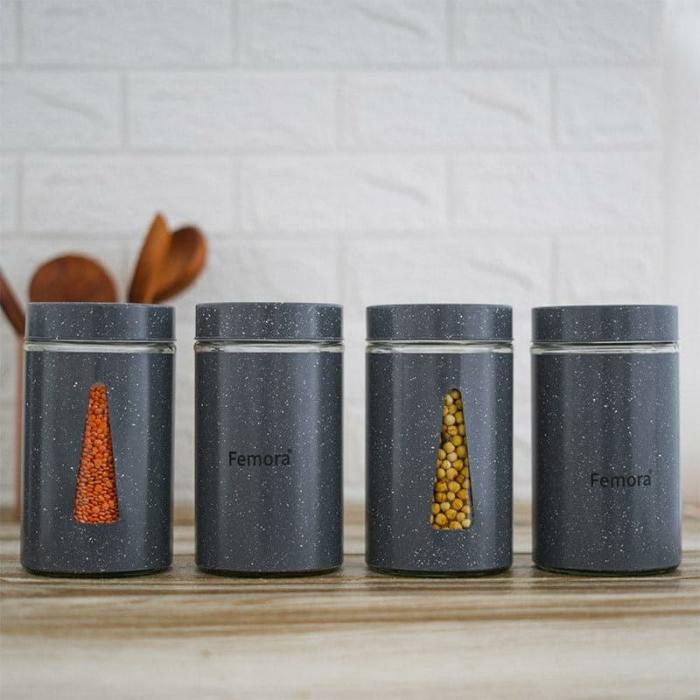 Containers & Jars |  Adona Storage Jar (1000 Ml) – Set Of Four Containers & Jars Black