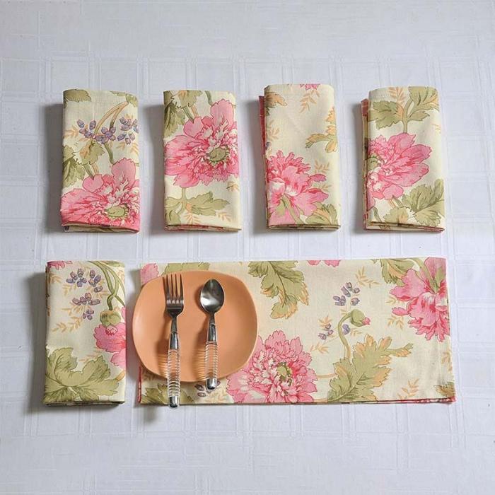 Table-Mats & Napkins |  Floral Bliss Dinner Napkins – Set Of Six Kitchen Linens Multicolor