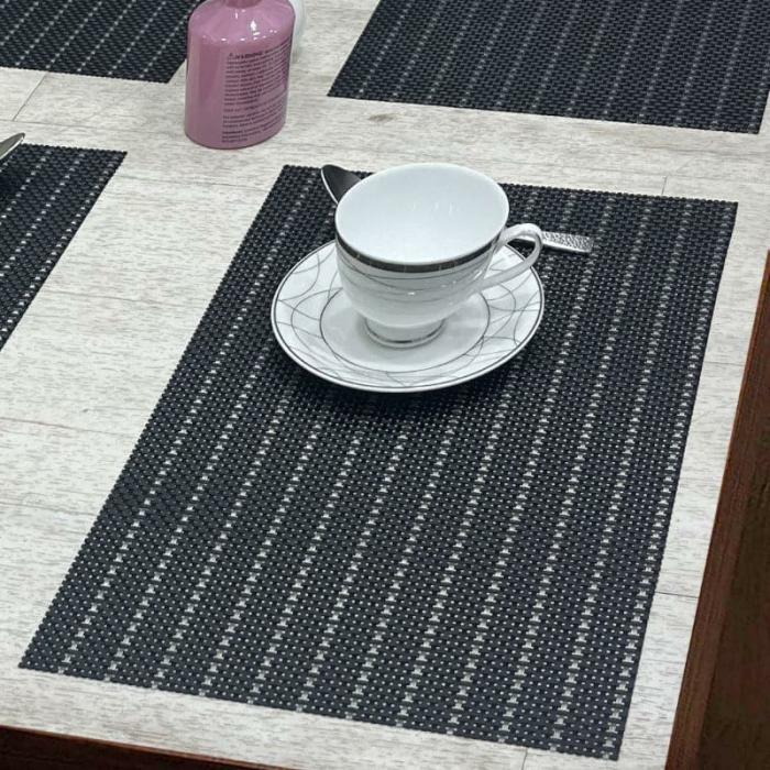 Table-Mats & Napkins |  Malda Woven Placemat – Set Of Six Kitchen Linens Black